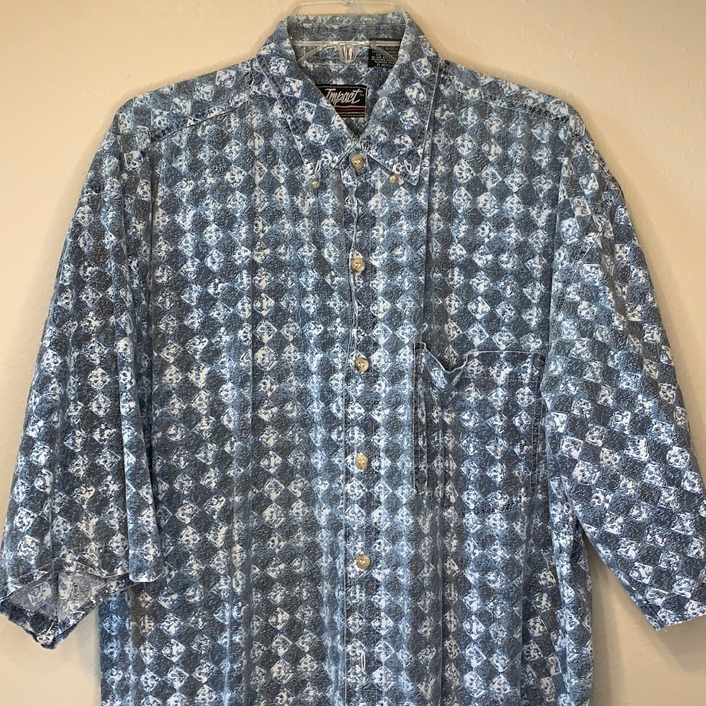 Impact short sleeve blue and cream shirt